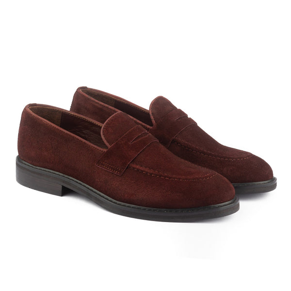 Vatrina Suede Leather Moc Toe Loafers - Red