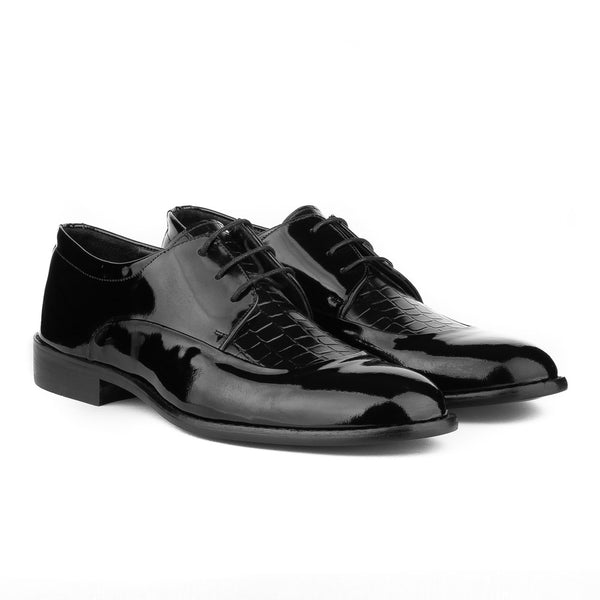 Vatrina Genuine Leather Plain Toe Derbys - Black