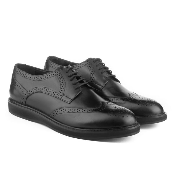 Vatrina Genuine Leather Brogue Derbys - Black