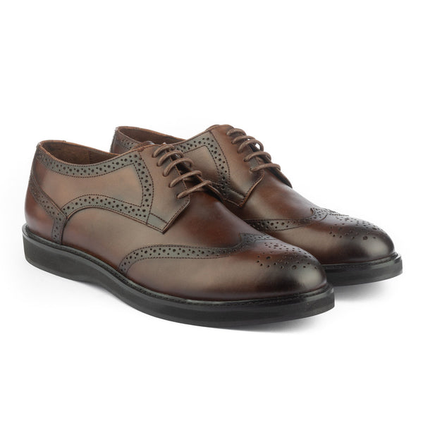 Vatrina Genuine Leather Brogue Derbys - Brown