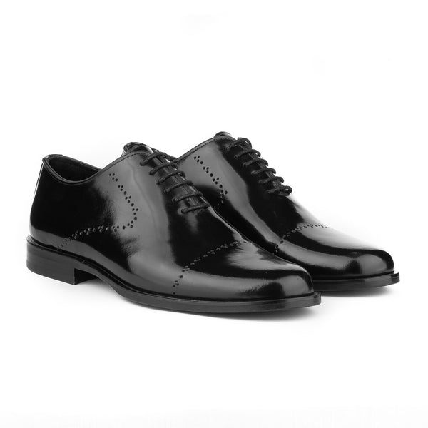 Vatrina Genuine Leather Brogue Oxfords - Black