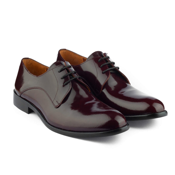 Vatrina Genuine Leather Plain Toe Derbys - Red