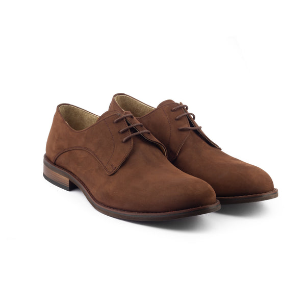 Vatrina Suede Leather Plain Toe Derbys - Brown