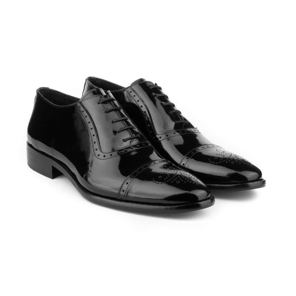 Vatrina Genuine Leather Brogue Oxfords - Black