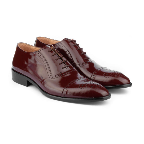 Vatrina Genuine Leather Brogue Oxfords - Red