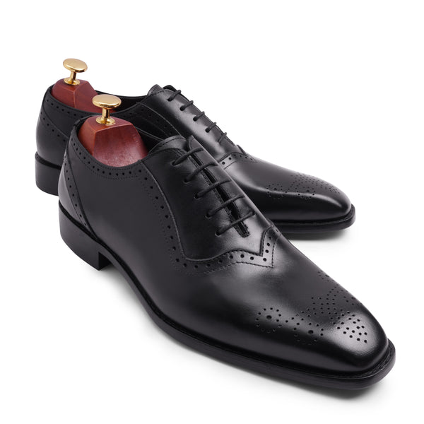 Vatrina Genuine Leather Brouge Oxford - Black