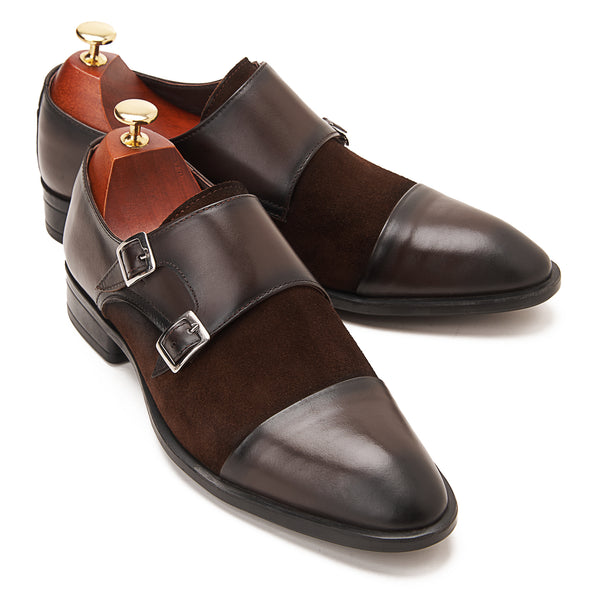 Vatrina Genuine Leather Cap Toe Monk - New Brown