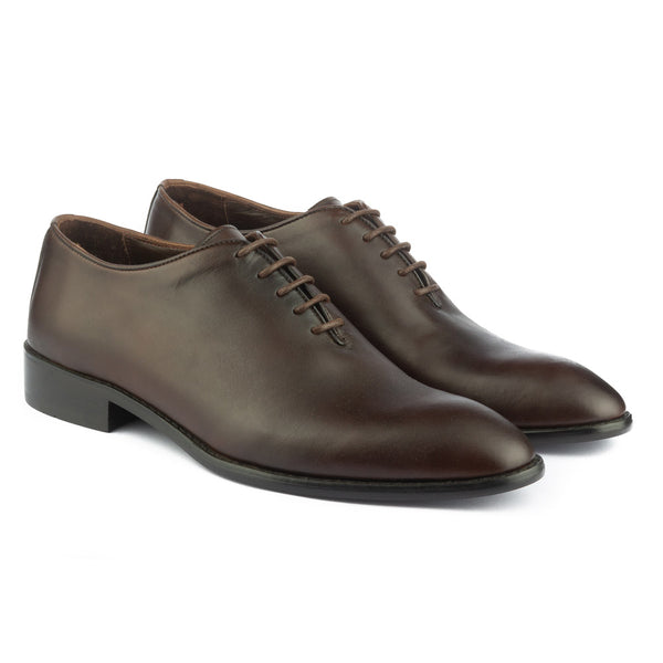 Vatrina Genuine Leather Plain Toe Oxfords - Brown