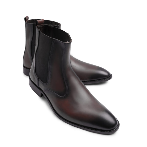 Vatrina Genuine Leather Plain Toe Boot - New Brown